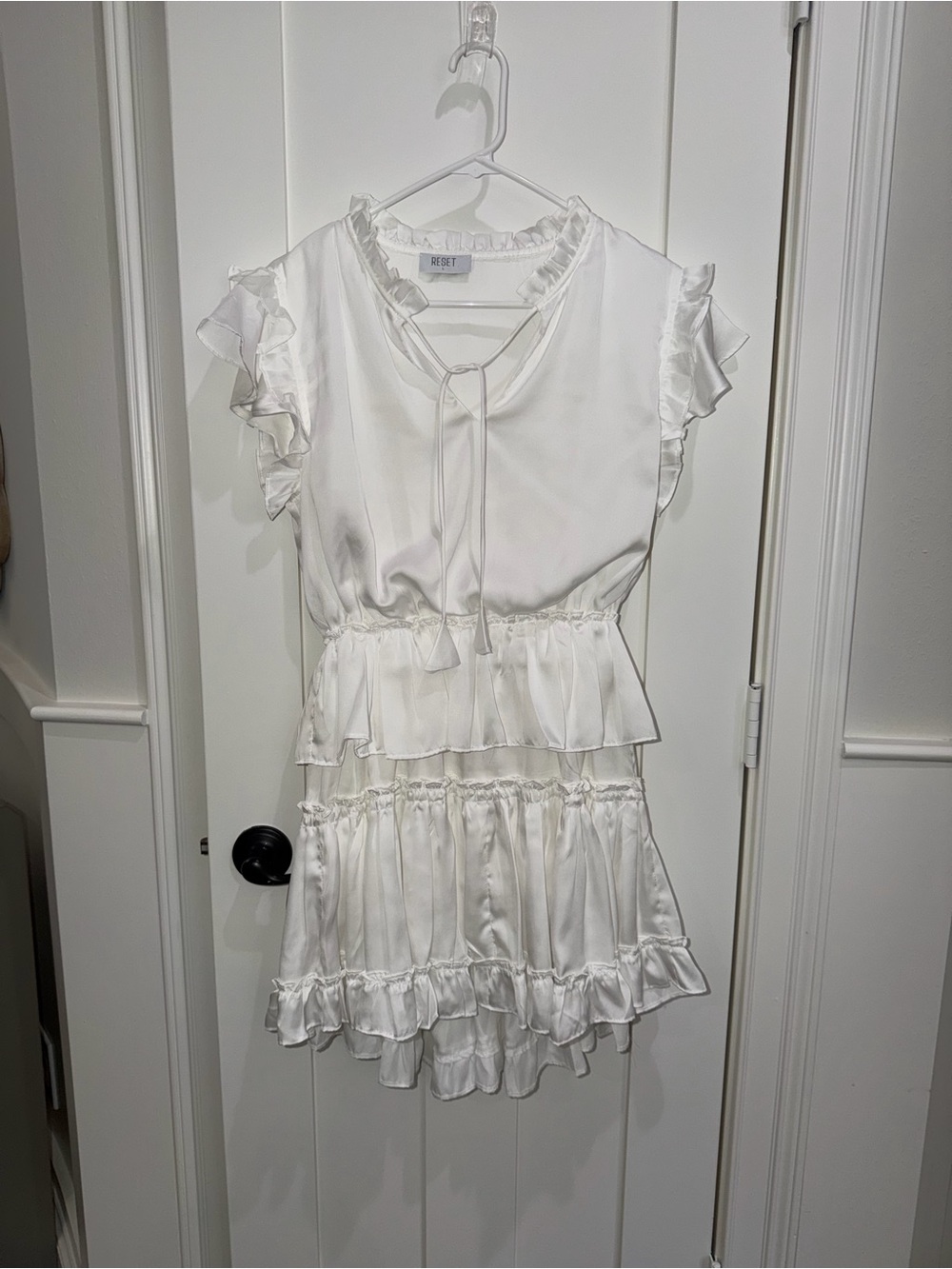RESET Brand White Ruffled Tiered Women’s Dress